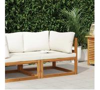 Canapé d'angle sectionnel extérieur - vidaXL - Bois d'acacia - Blanc cassé - 70x70x60 cm - Coussins 6 cm - Dossier 10 cm