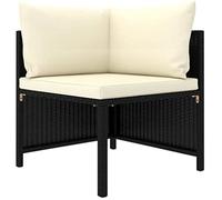 Canapé d'angle sectionnel - VIDAXL - Noir - Résine tressée - 5 places - Réversible