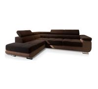 Canapé d'angle SELVA L-S MONOLITH 29 + MONOLITH 09, Marron, velours, Canape convertible avec fonction de couchage