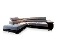Canapé d'angle SELVA L-S MONOLITH 84 + MONOLITH 95, Gris clair, velours, Canape convertible avec fonction de couchage