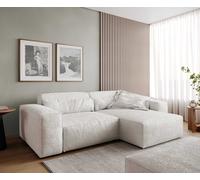 Canapé d'angle Sirpio 230x155 cm Bouclee Crème-blanc Recamiere variable avec Tabouret