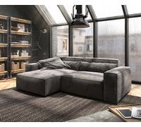 Canapé d'angle Sirpio 230x155 cm Microfibre Marron Kaki Recamiere variable avec Tabouret
