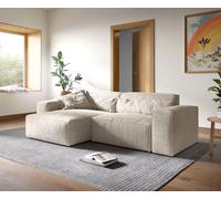 Canapé d'angle Sirpio XL 270x170 cm Velours côtelé Beige Recamiere variable