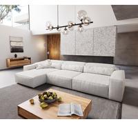 Canapé d'angle Sirpio XL 370x170 cm Bouclee Crème-blanc Recamiere variable