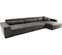 Canapé d'angle Sirpio XL Cuir synthétique Vintage Anthracite 370x170 cm Recamiere Variable