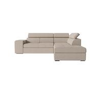 Canapé d'angle SOAN convertible en tissu - Beige - Angle Droit