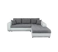 LOUNGITUDE - Suzie - Canapé d'angle - Convertible - 4 Places - Revêtement capitonné - Simili/Microfibre - Gris/Blanc - Angle Droit - L246cm