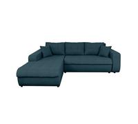 Canapé d'angle gauche convertible tissu bleu pétrole Moovy 246 cm