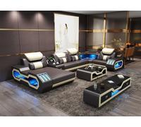 Canapé d'angle UForm Table basse Canapé en cuir Paysage de salon Designer Canapé 2pcs.Set led usb