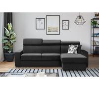 Canapé d'angle universel FOX II, canapé d'angle rembourré avec fonction de couchage, canapé-lit en velours (gris foncé)