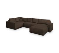Canapé d'angle VELAMI L-S POSO 06, Marron, velours côtelé, Canape convertible avec fonction de couchage