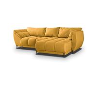 Canapé d'angle VESTANO Canape Convertible - Droit - Angle - 4 places - 287x182x91 cm - Tissu velours MATT VELVET 48 - Jaune