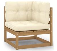 Canapé d'angle - vidaXL - 805718 - Bois de pin massif - Coussins crème - Design modulaire