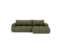 Yulin - Canapé d'angle droit 4 places convertible avec coffre en tissu bouclette - Vert