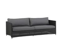Cane-Line Canapé de 3 places de jardin Diamond graphite, gris structure Cane-line Weave, aluminium