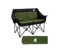 ECD Germany Canapé de Camping pour 2 Personnes Pliable, Kaki, Rembourré, Structure en Acier avec Porte-Gobelets et Sac de Transport, Chaise de Pêche et Jardin Double, Légère Pliante pour Extérieur