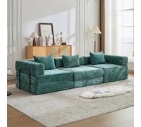 Canapé de compression, canapé-lit de sol pliable avec cadre fixe, causeurs, canapé modulaire sans cadre de support, pas de montage nécessaire, chenille, pour salon et chambre à coucher (vert, 3