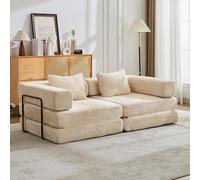 Canapé de compression, canapé-lit de sol pliable avec cadre fixe, causeurs, canapé modulaire sans cadre de support, pas de montage nécessaire, chenille, pour salon et chambre à coucher (beige, 2