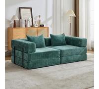Canapé de compression, canapé-lit de sol pliable avec cadre fixe, causeurs, canapé modulaire sans cadre de support, pas de montage nécessaire, chenille, pour salon et chambre à coucher (vert, 2