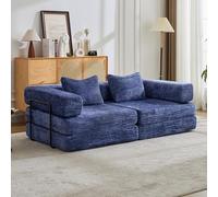 Canapé de compression, canapé-lit de sol pliable avec cadre fixe, causeurs, canapé modulaire sans cadre de support, pas de montage nécessaire, chenille, pour salon et chambre à coucher (bleu, 2