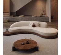 Canapé de forme irrégulière en forme d'arc, canapé de réception dans l'aire de repos de l'entreprise traditionnelle de style Wabi-sabi, famille d'accueil de petite taille sur une plate-forme(Set 3.4m)