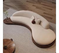 Canapé de forme irrégulière en forme d'arc, canapé de réception dans l'aire de repos de l'entreprise traditionnelle de style Wabi-sabi, famille d'accueil de petite taille sur une plate-forme(2.1m)