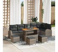 Canapé de jardin 10 pièces avec coussins gris en poly rattan, Canapé de jardin 2 places avec coussins gris en poly rattan, 3362423 Gris G