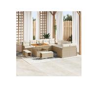 Vidaxl Canapé De Jardin 13 Pièces Avec Coussins Beige Poly Rattan Acacia, Vidaxl Canapé De Jardin 2 Places Avec Rangement Et Coussins Beige Poly Rattan, Vidaxl Set De Salle À Manger De Jardin 3 Pièces