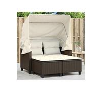 Canapé de Jardin 2 Places avec Tabourets Siège Gris Résine Tressée vidaXL