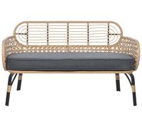 Canapé de Jardin 2 Places avec Coussins Gris en Polyrotin Tressé Pratello