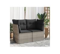 Vidaxl Canapé De Jardin 2 Places Avec Coussins Gris Résine Tressée