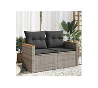 Vidaxl Canapé De Jardin 2 Places Avec Coussins Gris Résine Tressée