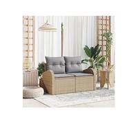Sofa De Jardin 2 Places Vidaxl Avec Rangement Et Coussins En Poly Rattan Beige