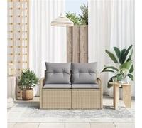 Canapé De Jardin 2 Places Vidaxl Avec Rangement Et Coussins En Poly Rattan Beige