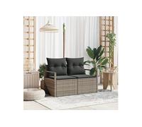 Canapé De Jardin 2 Places Vidaxl Avec Rangement Et Coussins En Poly Rattan Gris