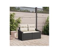 Canapé De Jardin 2 Places Avec Rangement Et Coussins En Poly Rattan Noir
