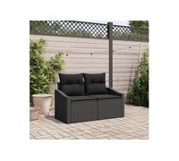 vidaXL Canapé de jardin avec coussins Noir 123 x 62 x 69cm Poly-Rotin