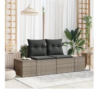 Canapé De Jardin 2 Places Vidaxl Avec Rangement Et Coussins En Poly Rattan Gris