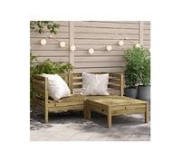 Canapé de jardin 2 places avec repose-pieds bois pin imprégné838025