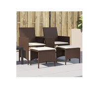 Vidaxl Canapé De Jardin 2 Places Avec Table Et Tabourets Marron Rotin