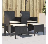 Vidaxl Canapé De Jardin 2 Places Avec Table Et Tabourets Noir Rotin