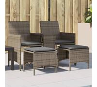 Canapé de jardin 2 places avec table et tabourets marron rotin vidaXL