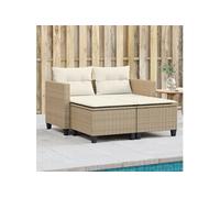 vidaXL Canapé de Jardin 2 Places avec Tabourets, Siège de Patio, Meuble de Terrasse Balco Arrière-cour Extérieur, Beige 365794