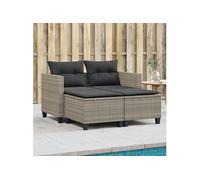 vidaXL Canapé de Jardin 2 Places avec Tabourets, Siège de Patio, Meuble de Terrasse Balco Arrière-cour Extérieur, Gris Clair 365796