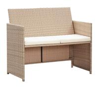 Canapé de jardin 2 places beige en résine tressée - VidaXL