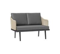Canapé de jardin 2 places design contemporain - 3 coussins - acier gris résine filaire naturel