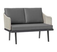 Outsunny Canapé de Jardin 2 Places avec Coussins en résine tressée, canapé d'extérieur avec accoudoirs, Cadre en Acier pour Jardin, Gris foncé