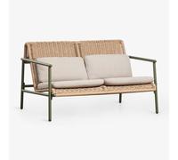 Canapé De Jardin 2 Places En Aluminium Et Rotin Synthétique Duroli Vert Olive Intense
