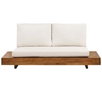 Canapé de Jardin 2 Places en Bois d'Acacia Certifié avec Coussins Bois Clai