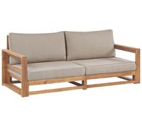 Canapé de Jardin 2 Places en Bois d'Acacia et Coussins Modulable Taupe Timo